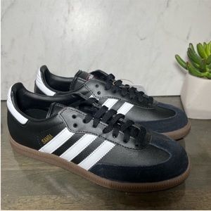 adidas Samba Leather Black Gum Sole